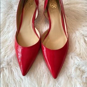 Vince Camuto 9 1/2 red kitten heel pumps.